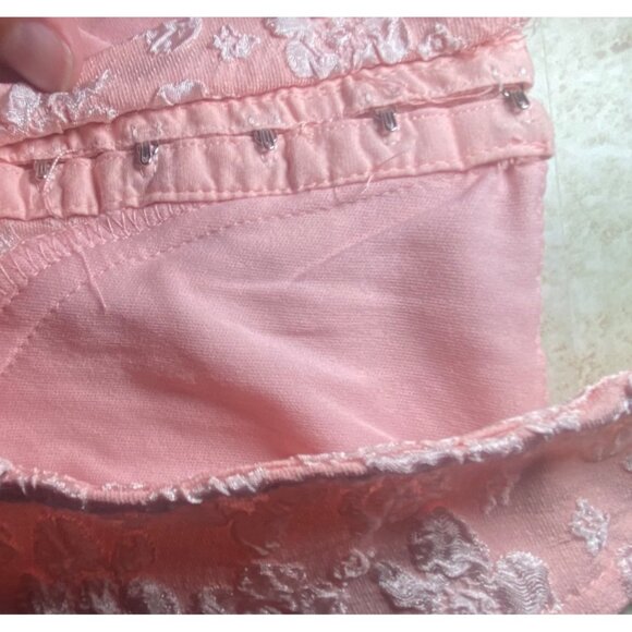 Pink Floral Lace Corset Top With Hook Closures & Smocked Back Festival Coquette - Picture 6 of 8